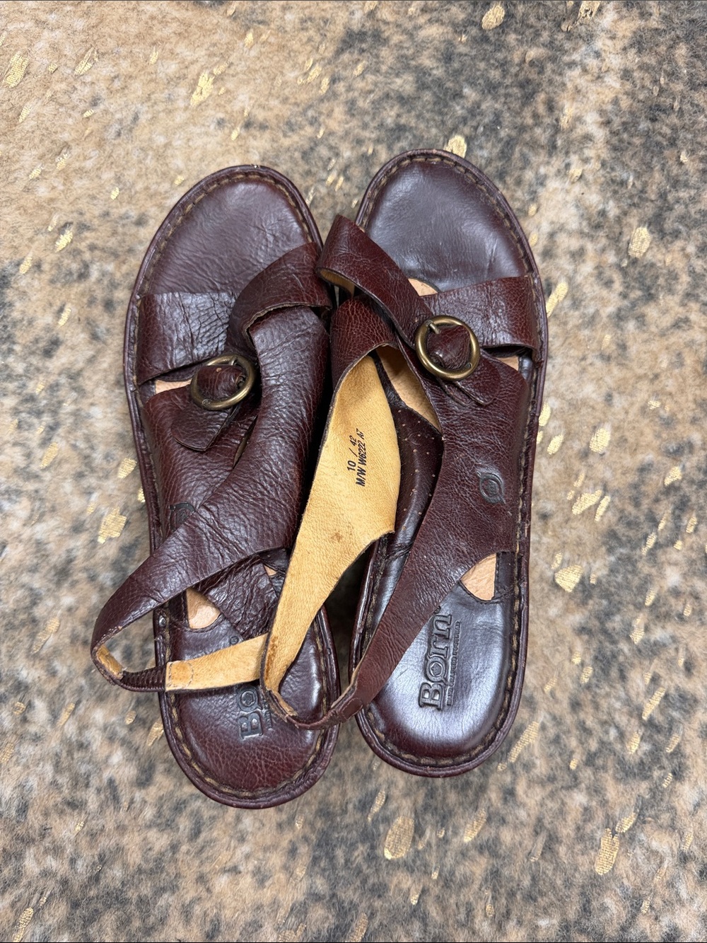 Born Women's Dark Brown Leather Slingback Sandals with Buckle | 10